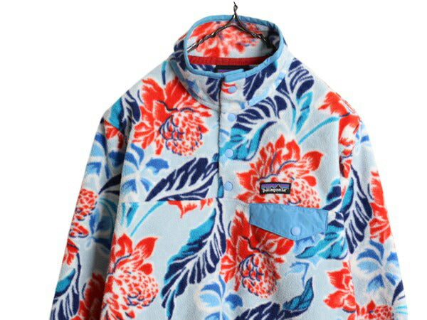 15年製 パタゴニア 総柄 ライトウェイト シンチラ スナップT レディース S / 古着 PATAGONIA プルオーバー フリース ジャケット ジャンパー
