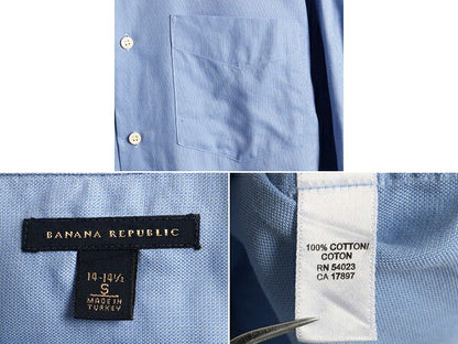 希少サイズ S ■ バナナリパブリック コットン 長袖 ドレス シャツ ( メンズ 14 1/2 )古着 BANANA REPUBLIC 無地 長袖シャツ ポケット付き