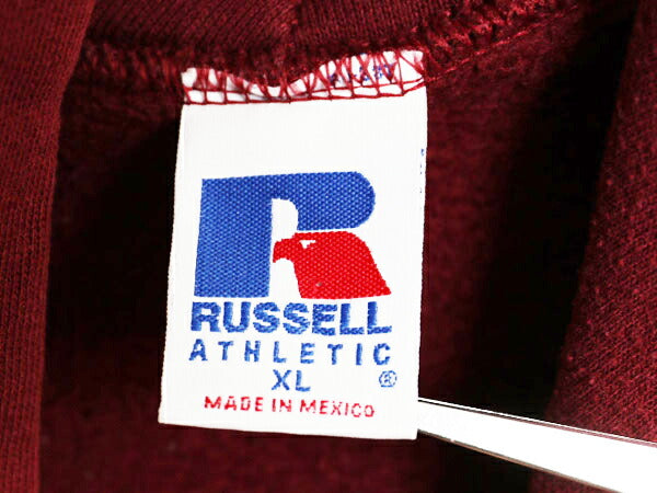 90s ラッセル 無地 スウェット フード パーカー メンズ レディース XL / 90年代 オールド RUSSELL プルオーバー トレーナー 裏起毛 エンジ