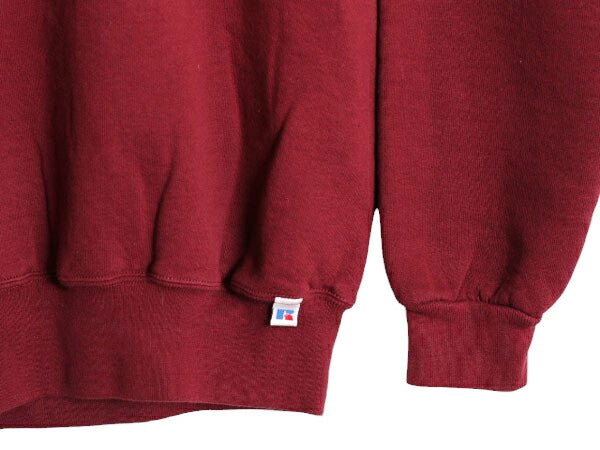 90s ラッセル カレッジ ロゴ 刺繍 スウェット メンズ レディース M / 古着 90年代 オールド RUSSELL トレーナー 裏起毛 前V クルーネック