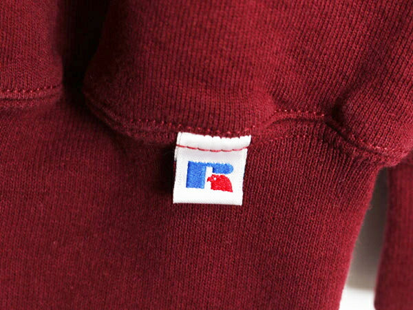 90s ラッセル カレッジ ロゴ 刺繍 スウェット メンズ レディース M / 古着 90年代 オールド RUSSELL トレーナー 裏起毛 前V クルーネック