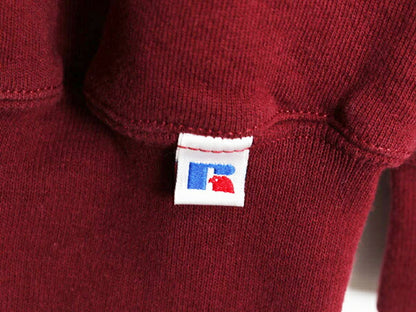 90s ラッセル カレッジ ロゴ 刺繍 スウェット メンズ レディース M / 古着 90年代 オールド RUSSELL トレーナー 裏起毛 前V クルーネック