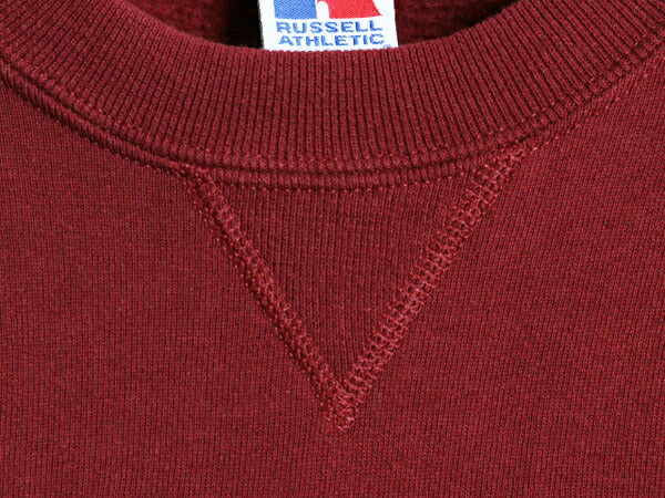 90s ラッセル カレッジ ロゴ 刺繍 スウェット メンズ レディース M / 古着 90年代 オールド RUSSELL トレーナー 裏起毛 前V クルーネック