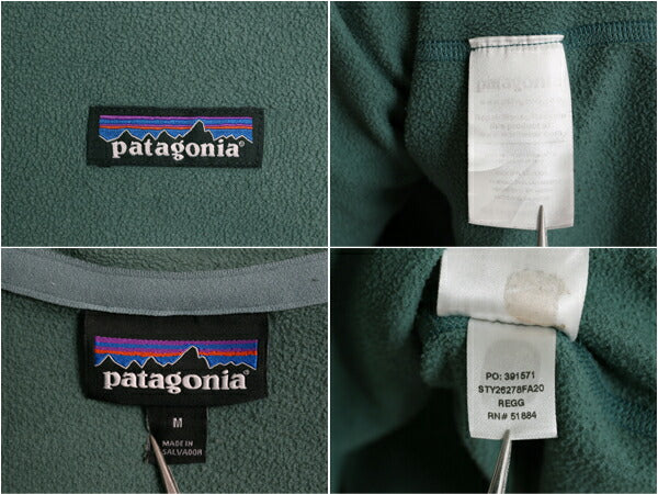 20年製 パタゴニア マイクロD ハーフジップ フリース プルオーバー レディース M / 古着 Patagonia ロンT 長袖 Tシャツ ハイネック 薄手 緑