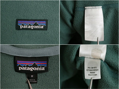 20年製 パタゴニア マイクロD ハーフジップ フリース プルオーバー レディース M / 古着 Patagonia ロンT 長袖 Tシャツ ハイネック 薄手 緑