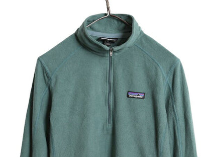 20年製 パタゴニア マイクロD ハーフジップ フリース プルオーバー レディース M / 古着 Patagonia ロンT 長袖 Tシャツ ハイネック 薄手 緑