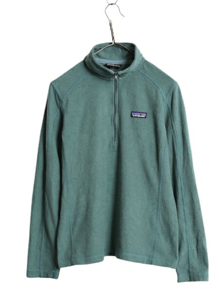 20年製 パタゴニア マイクロD ハーフジップ フリース プルオーバー レディース M / 古着 Patagonia ロンT 長袖 Tシャツ ハイネック 薄手 緑