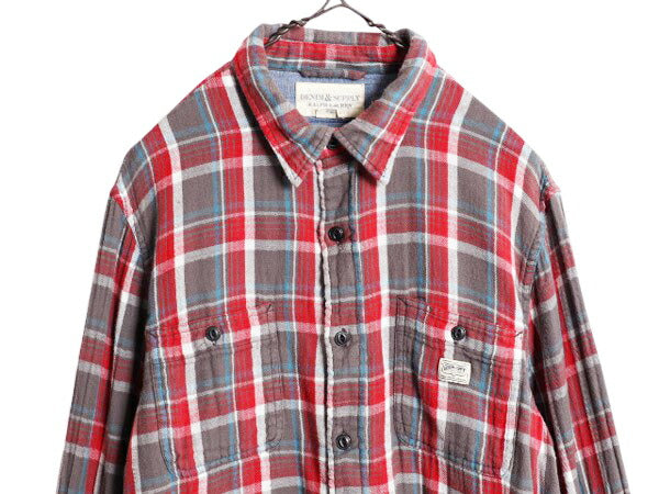 デニム&サプライ ラルフローレン 2レイヤー チェック フランネル シャツ メンズ L / DENIM&SUPPLY ポロ 長袖シャツ ネルシャツ ポニー無し