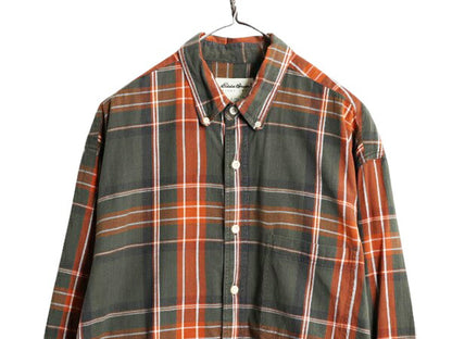 90s エディーバウアー チェック 長袖 ボタンダウン シャツ メンズ L / 90年代 オールド Eddie Bauer 長袖シャツ ポケット付き マルチカラー