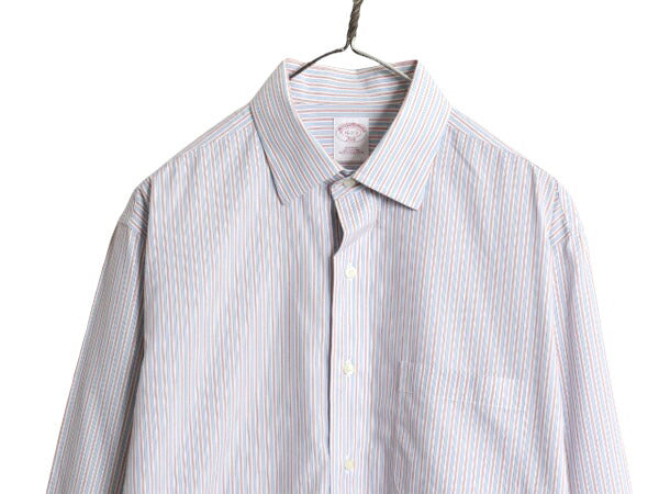 ブルックスブラザーズ ストライプ 長袖 シャツ メンズ L 程 古着 BROOKS BROTHERS 346 ワイシャツ ノーアイロン ポケット付き マルチカラー