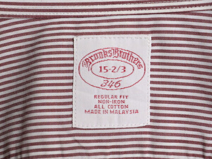 ブルックスブラザーズ ストライプ 長袖 シャツ メンズ M 程 BROOKS BROTHERS 346 ワイシャツ ノーアイロン コットン ポケット付き ツートン