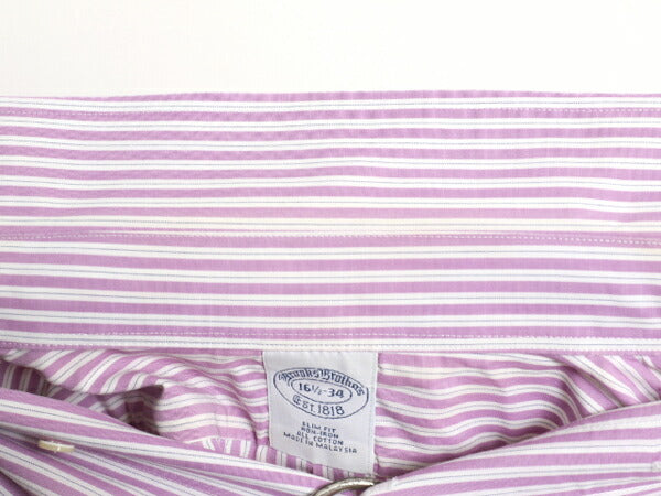 ブルックスブラザーズ ストライプ 長袖 シャツ メンズ L 程 Brooks Brothers コットン ノーアイロン ワイシャツ 長袖シャツ スリムフィット