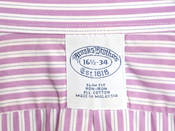 ブルックスブラザーズ ストライプ 長袖 シャツ メンズ L 程 Brooks Brothers コットン ノーアイロン ワイシャツ 長袖シャツ スリムフィット
