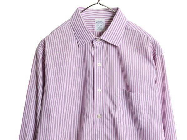 ブルックスブラザーズ ストライプ 長袖 シャツ メンズ L 程 Brooks Brothers コットン ノーアイロン ワイシャツ 長袖シャツ スリムフィット