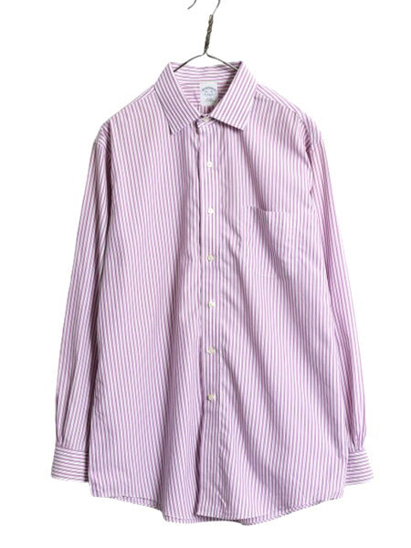 ブルックスブラザーズ ストライプ 長袖 シャツ メンズ L 程 Brooks Brothers コットン ノーアイロン ワイシャツ 長袖シャツ スリムフィット