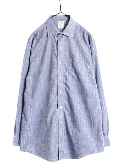 ブルックスブラザーズ チェック 長袖 シャツ メンズ L 程/ BROOKS BROTHERS ピマ コットン ワイシャツ ポケット付き ノーアイロン ツートン