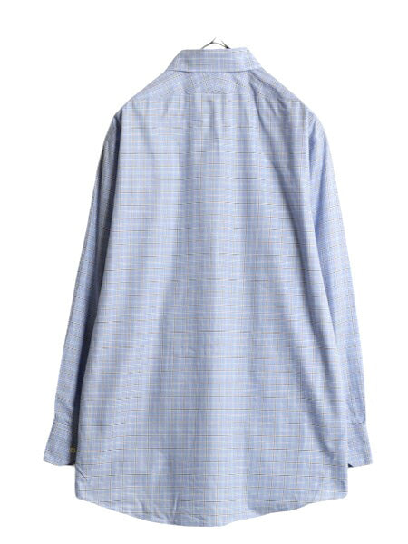 ブルックスブラザーズ チェック 長袖 シャツ メンズ L 程/ Brooks Brothers コットン 長袖シャツ ワイシャツ ノーアイロン マルチカラー 青