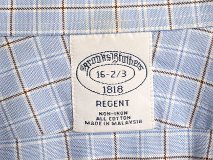 ブルックスブラザーズ チェック 長袖 シャツ メンズ L 程/ Brooks Brothers コットン 長袖シャツ ワイシャツ ノーアイロン マルチカラー 青