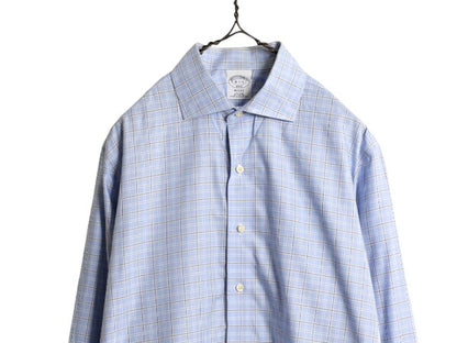 ブルックスブラザーズ チェック 長袖 シャツ メンズ L 程/ Brooks Brothers コットン 長袖シャツ ワイシャツ ノーアイロン マルチカラー 青