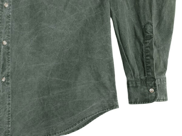 80s ウールリッチ コットン キャンバス 長袖 シャツ メンズ L 古着 80年代 ヴィンテージ Woolrich アウトドア ダック 無地 ポケット付き 緑