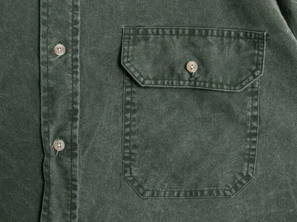 80s ウールリッチ コットン キャンバス 長袖 シャツ メンズ L 古着 80年代 ヴィンテージ Woolrich アウトドア ダック 無地 ポケット付き 緑
