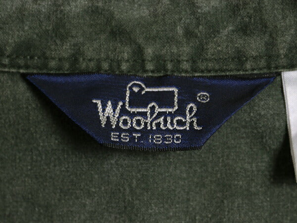 80s ウールリッチ コットン キャンバス 長袖 シャツ メンズ L 古着 80年代 ヴィンテージ Woolrich アウトドア ダック 無地 ポケット付き 緑