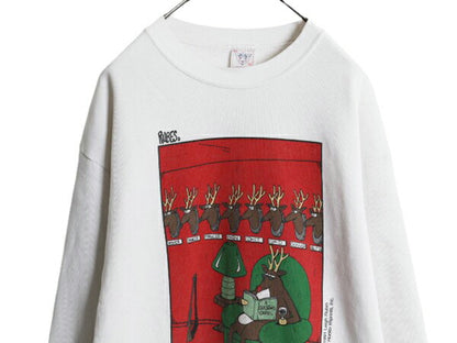 90s USA製 アニマル ジョーク イラスト プリント スウェット メンズ レディース XL / オールド トレーナー アート メッセージ 大きいサイズ