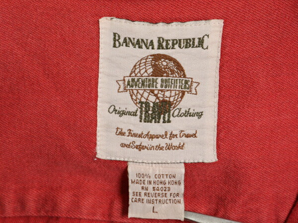 80s 90s バナナリパブリック コットン 長袖 シャツ メンズ  L / ヴィンテージ BANANA REPUBLIC Safari&Travel ヘビーウェイト ポケット付き