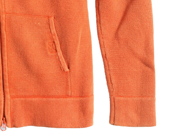 90s ラルフローレン フルジップ コットン ニット パーカー レディース M / 古着 POLO 90年代 オールド ポロ ジップアップ フード オレンジ