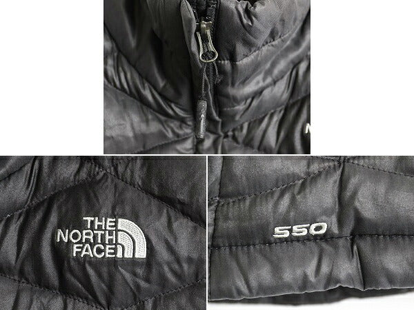 US企画 ノースフェイス ナイロン ダウン ベスト レディース S The North Face フルジップ キルティング 550フィル アウトドア 重ね着 濃灰