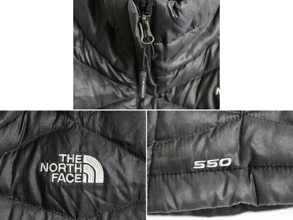 US企画 ノースフェイス ナイロン ダウン ベスト レディース S The North Face フルジップ キルティング 550フィル アウトドア 重ね着 濃灰