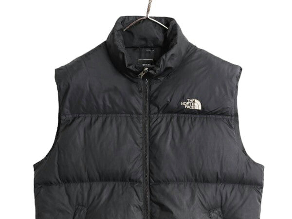 ノースフェイス ヌプシ ダウン ベスト メンズ L / The North face アウトドア NUPTSE 700フィル フルジップ 重ね着 前開き ワンポイント 黒