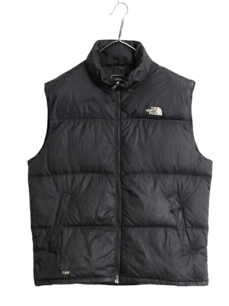 ノースフェイス ヌプシ ダウン ベスト メンズ L / The North face アウトドア NUPTSE 700フィル フルジップ 重ね着 前開き ワンポイント 黒