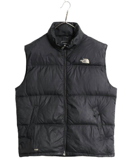 ノースフェイス ヌプシ ダウン ベスト メンズ L / The North face アウトドア NUPTSE 700フィル フルジップ 重ね着 前開き ワンポイント 黒