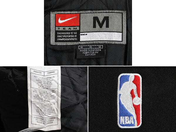 00s ナイキ NBA オフィシャル ホークス 中綿 袖レザー ウール スタジアム ジャンパー メンズ M 古着 TEAM NIKE 本革 スタジャン ジャケット