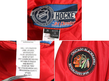 NHL オフィシャル ジェフハミルトン ブラックホークス リバーシブル 中綿 スタジアム ジャンパー メンズ M / スタジャン ウール ナイロン