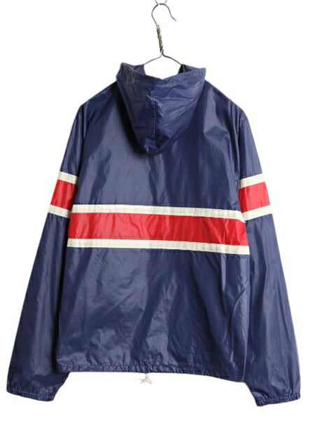 70s 80s ラコステ ナイロン アノラック フード パーカー ジャケット メンズ M 古着 70年代 80年代 ヴィンテージ IZOD LACOSTE ハーフジップ