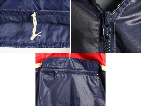 70s 80s ラコステ ナイロン アノラック フード パーカー ジャケット メンズ M 古着 70年代 80年代 ヴィンテージ IZOD LACOSTE ハーフジップ