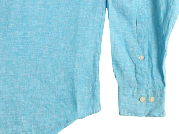 ブルックスブラザーズ 100% アイリッシュ リネン 長袖 ボタンダウン シャツ メンズ M 古着 BROOKS BROTHERS 長袖シャツ ポケット付き 無地