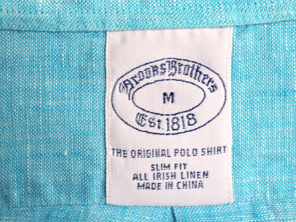 ブルックスブラザーズ 100% アイリッシュ リネン 長袖 ボタンダウン シャツ メンズ M 古着 BROOKS BROTHERS 長袖シャツ ポケット付き 無地