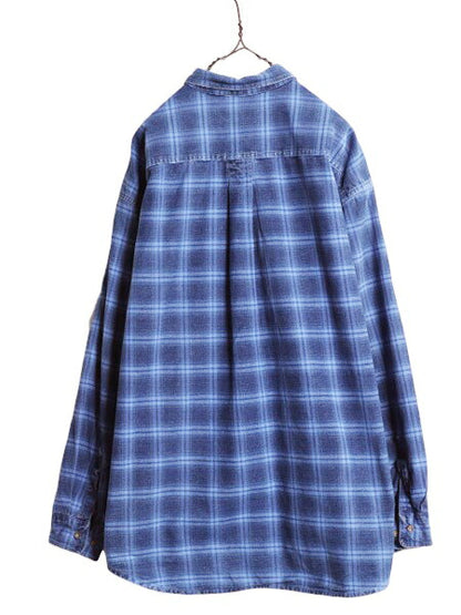 80s USA製 エルエルビーン チェック 長袖 ボタンダウン シャツ メンズ XL / ヴィンテージ LLBean コットン キャンバス ダック 大きいサイズ