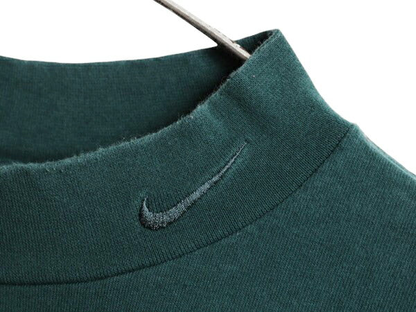 90s USA製 ナイキ モックネック 長袖 Tシャツ メンズ XL 古着 90年代 オールド ロンT スウッシュ ハイネック ヘビーウェイト ワンポイント
