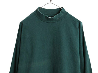 90s USA製 ナイキ モックネック 長袖 Tシャツ メンズ XL 古着 90年代 オールド ロンT スウッシュ ハイネック ヘビーウェイト ワンポイント