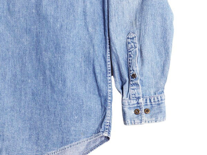 90s OLD GAP 長袖 デニム シャツ メンズ L 古着 オールド ギャップ 長袖シャツ ヘビーウェイト ワーク コットン 無地 ポケット付き 紺タグ