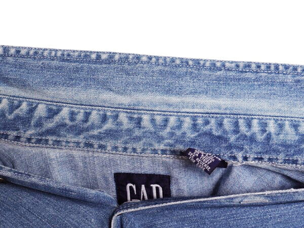 90s OLD GAP 長袖 デニム シャツ メンズ L 古着 オールド ギャップ 長袖シャツ ヘビーウェイト ワーク コットン 無地 ポケット付き 紺タグ