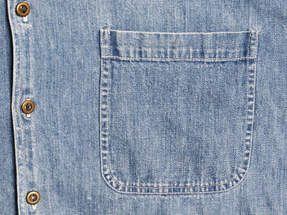 90s OLD GAP 長袖 デニム シャツ メンズ L 古着 オールド ギャップ 長袖シャツ ヘビーウェイト ワーク コットン 無地 ポケット付き 紺タグ