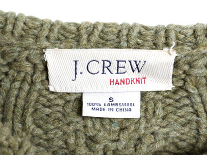 00s 手編み J CREW フィッシャーマン ハンド ニット セーター メンズ S ウール オールド ハンドメイド ジェイクルー ケーブル アラン 厚手