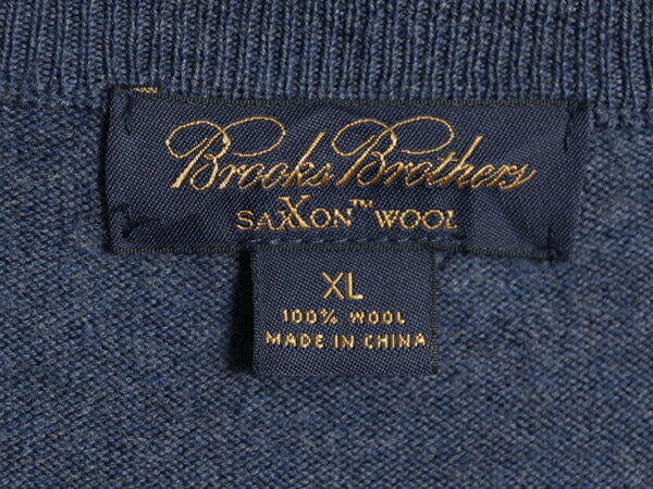 ブルックスブラザーズ ハーフジップ サクソン ウール ニット セーター メンズ XL Brooks Brothers ハイネック 大きいサイズ ハイゲージ 青