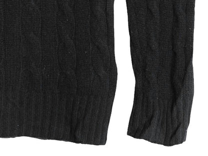 ポロ ラルフローレン Vネック ケーブル ニット セーター レディース XL 古着 カシミヤ メリノ ウール ワンポイント ブラック 大きいサイズ