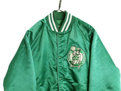 80s USA製 セルティックス ナイロン サテン スタジャン メンズ M / ヴィンテージ NBA オフィシャル 中綿 キルティング ライナー ジャンパー